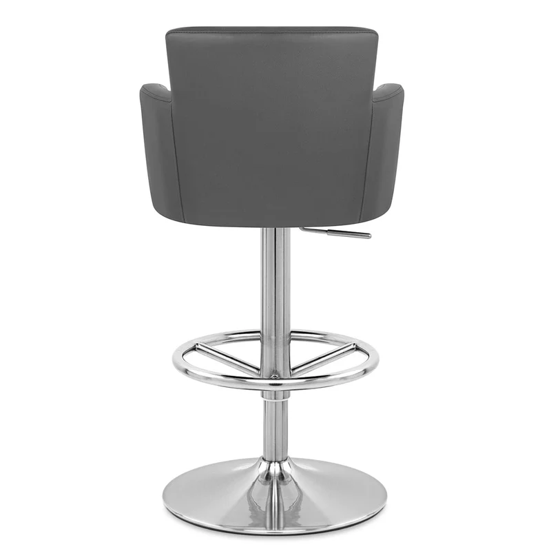 Chaise de Bar Faux Cuir Chrome Brossé - Château Gris
