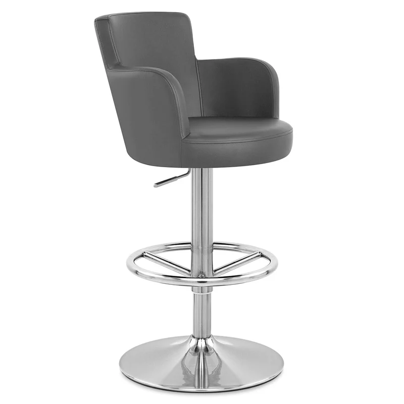 Chaise de Bar Faux Cuir Chrome Brossé - Château Gris