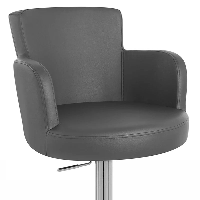Chaise de Bar Faux Cuir Chrome Brossé - Château Gris
