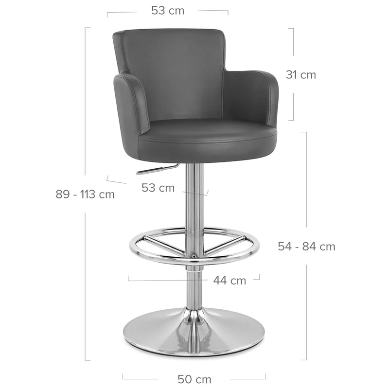 Chaise de Bar Faux Cuir Chrome Brossé - Château Gris