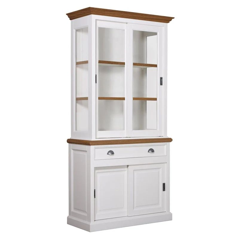 Vitrine 2x2 portes 1 tiroir "Chêne et Pin Charme"