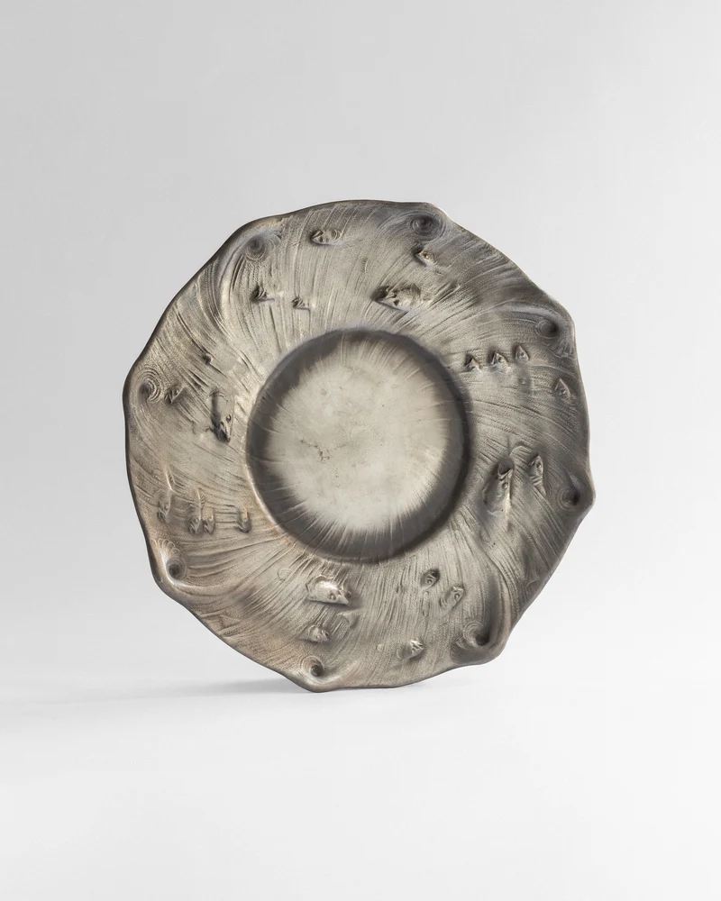 Large Art Nouveau-Style Pewter Plate by Olof Ahlberg, Sweden