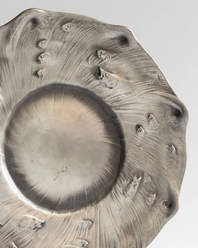 Large Art Nouveau-Style Pewter Plate by Olof Ahlberg, Sweden