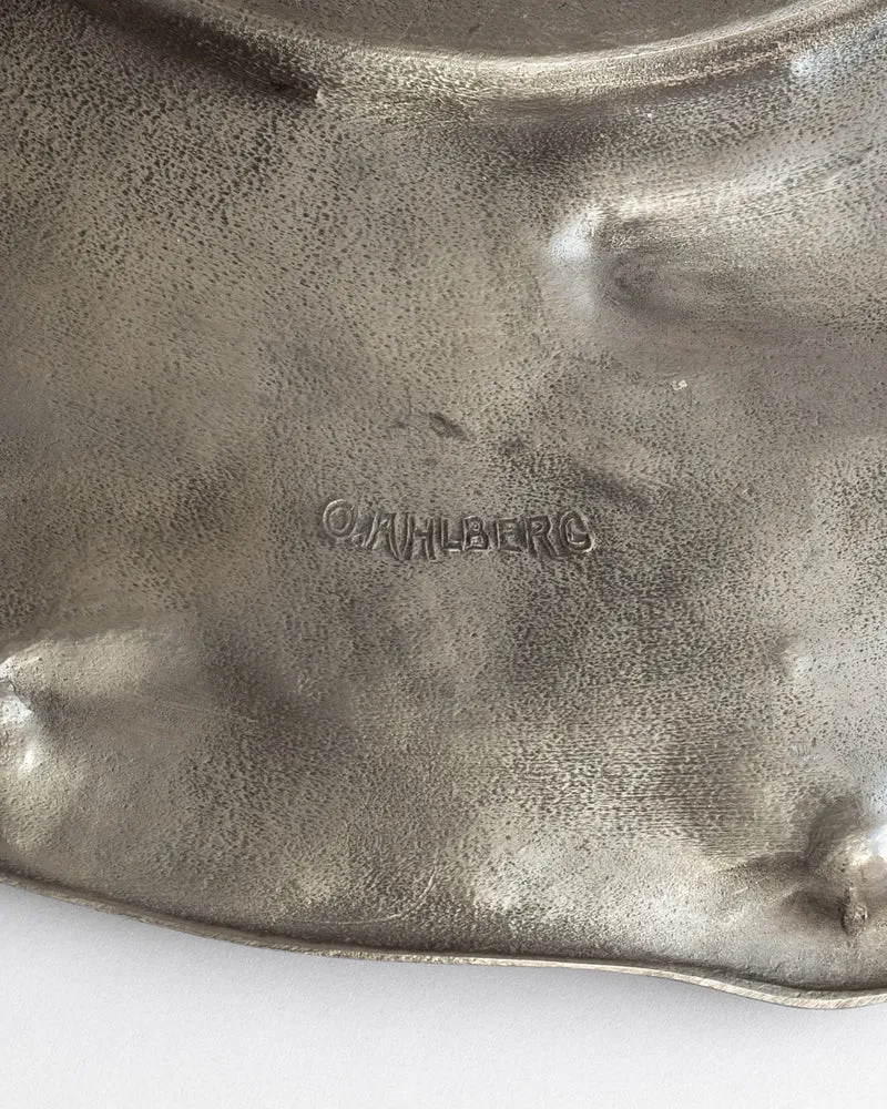 Large Art Nouveau-Style Pewter Plate by Olof Ahlberg, Sweden