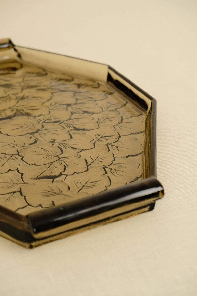 Art Deco Smoked Glass Serving Tray
