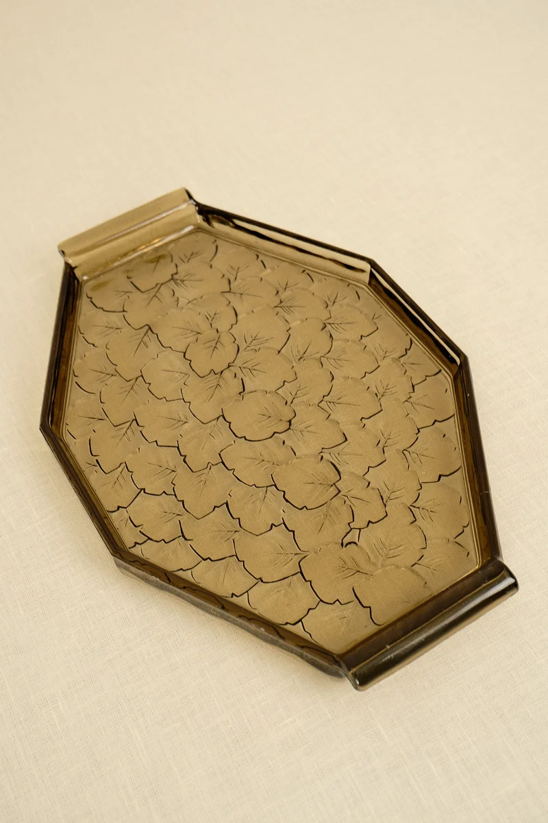 Art Deco Smoked Glass Serving Tray