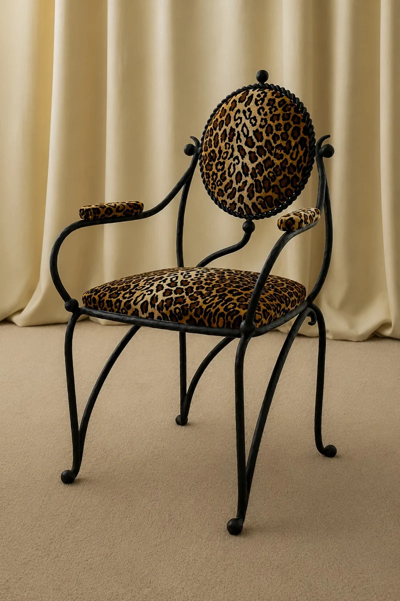 Pair of Galante Hammered Wrought Iron Armchairs