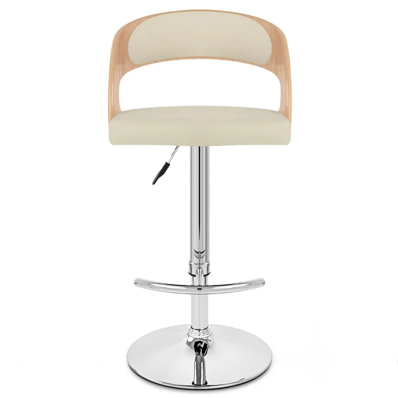 Chaise de Bar Bois Chrome - Eve Chêne Crème