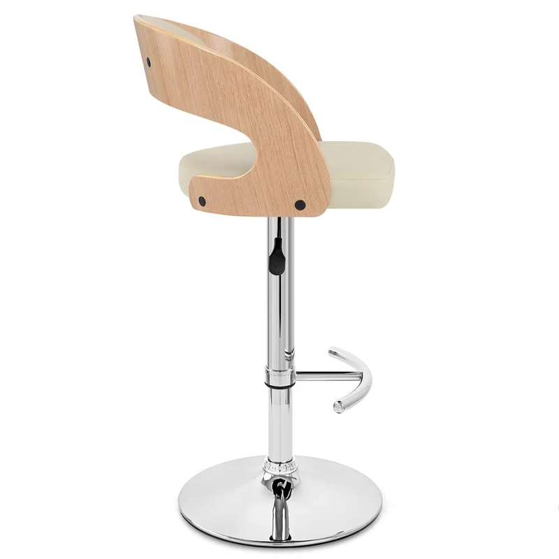 Chaise de Bar Bois Chrome - Eve Chêne Crème