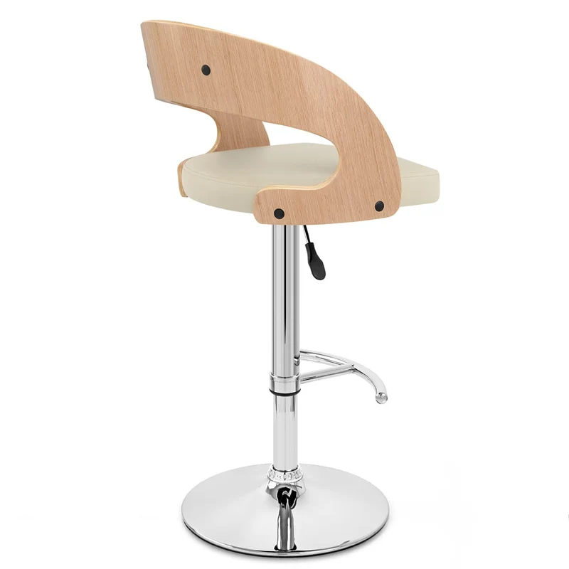 Chaise de Bar Bois Chrome - Eve Chêne Crème