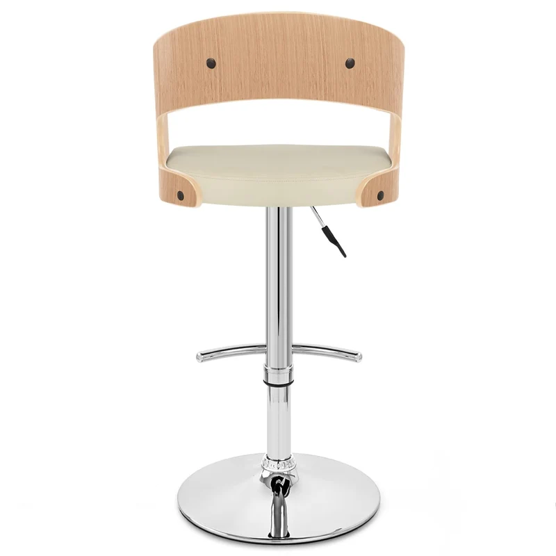 Chaise de Bar Bois Chrome - Eve Chêne Crème