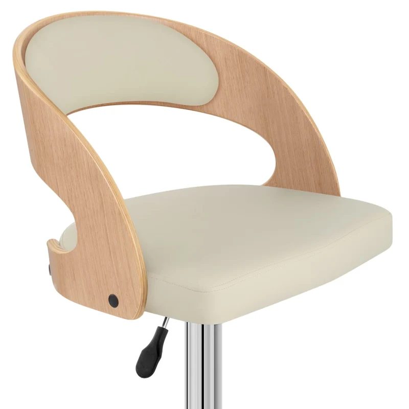 Chaise de Bar Bois Chrome - Eve Chêne Crème