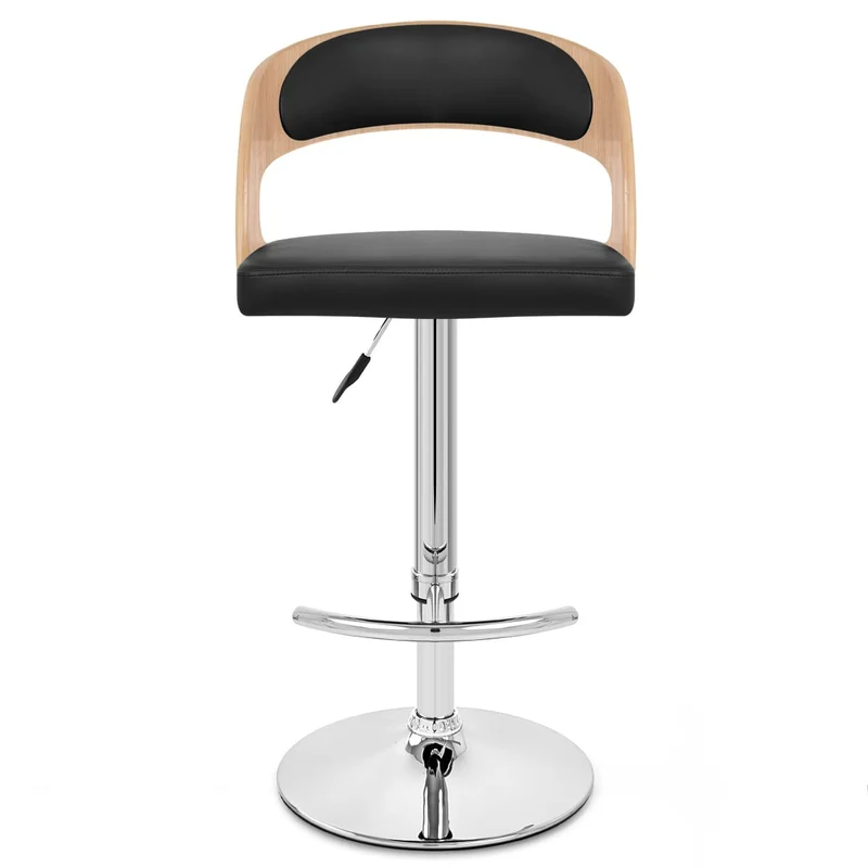 Chaise de Bar Bois Chrome - Eve Chêne Noir