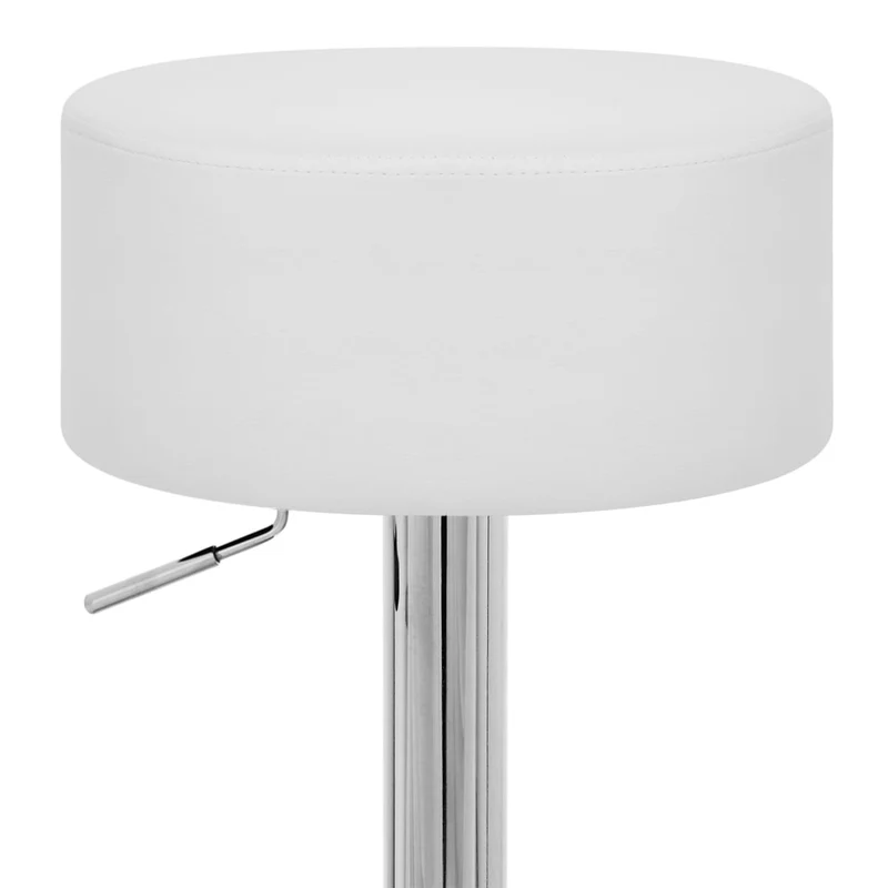 Tabouret Bas Faux Cuir Chrome - Bullet Blanc
