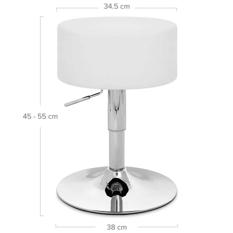 Tabouret Bas Faux Cuir Chrome - Bullet Blanc