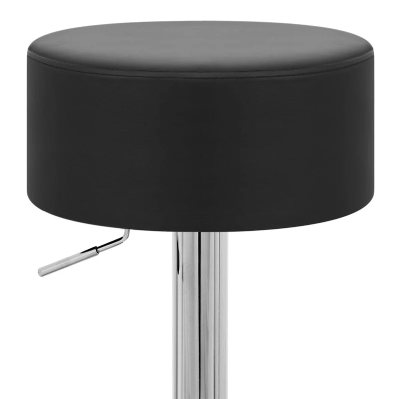 Tabouret Bas Faux Cuir Chrome - Bullet Noir
