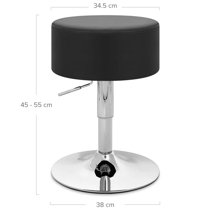 Tabouret Bas Faux Cuir Chrome - Bullet Noir