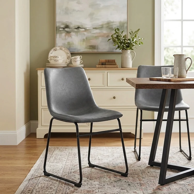 Chaise Simili Cuir - Bucket Gris