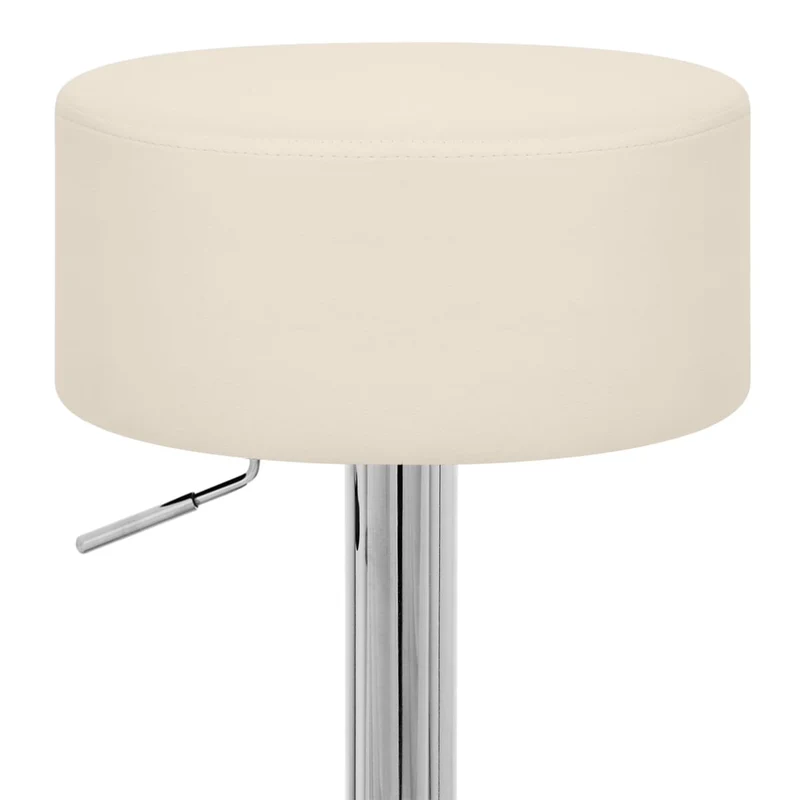 Tabouret Bas Faux Cuir Chrome - Bullet Crème