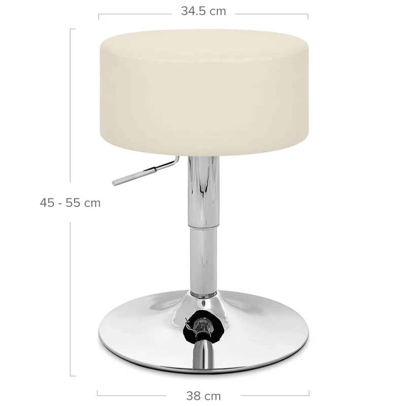 Tabouret Bas Faux Cuir Chrome - Bullet Crème