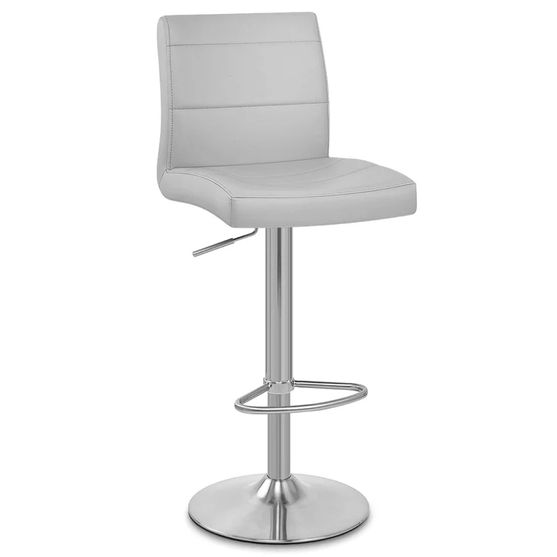 Chaise de Bar Faux Cuir Chrome Brossé - Breakfast Gris