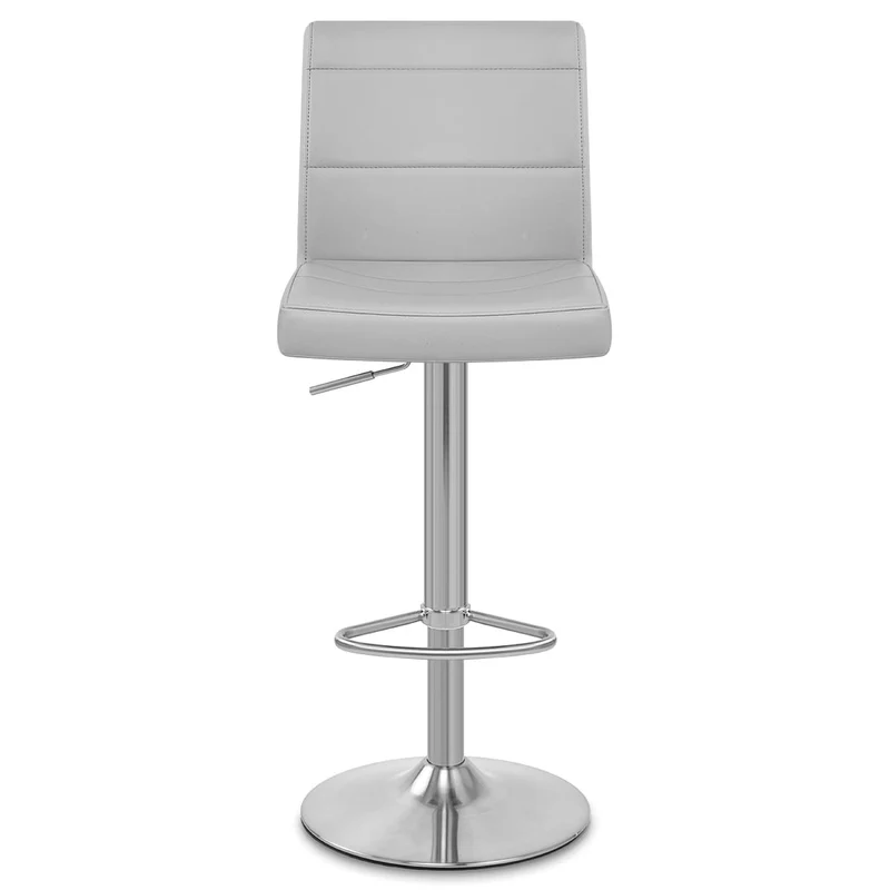 Chaise de Bar Faux Cuir Chrome Brossé - Breakfast Gris