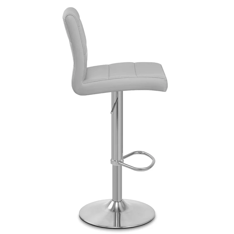Chaise de Bar Faux Cuir Chrome Brossé - Breakfast Gris
