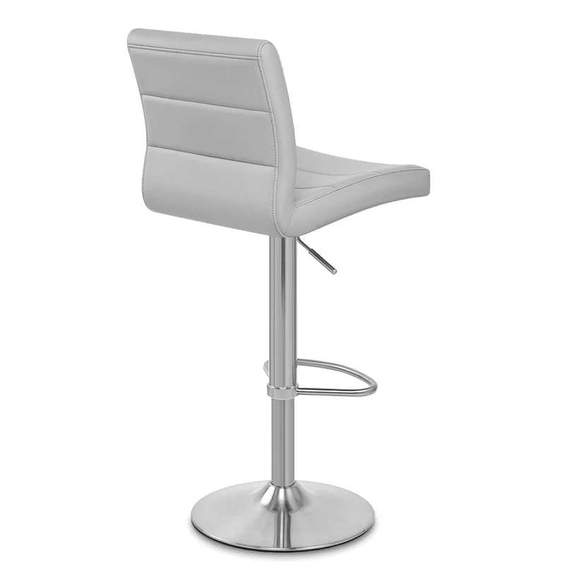 Chaise de Bar Faux Cuir Chrome Brossé - Breakfast Gris