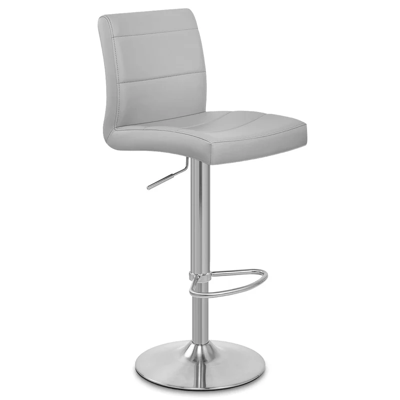 Chaise de Bar Faux Cuir Chrome Brossé - Breakfast Gris