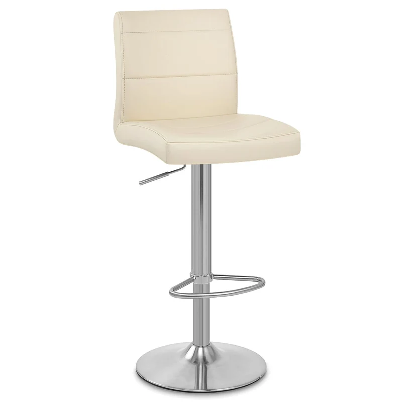 Chaise de Bar Faux Cuir Chrome Brossé - Breakfast Crème