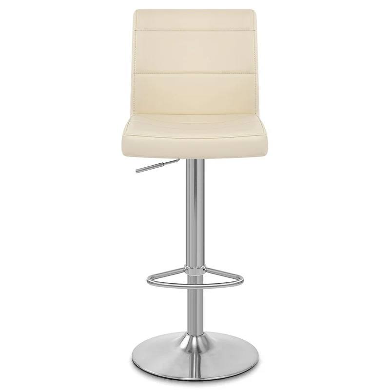 Chaise de Bar Faux Cuir Chrome Brossé - Breakfast Crème