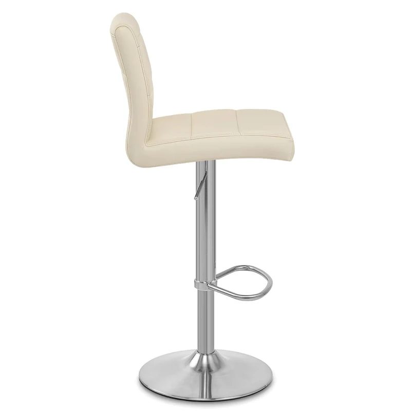 Chaise de Bar Faux Cuir Chrome Brossé - Breakfast Crème