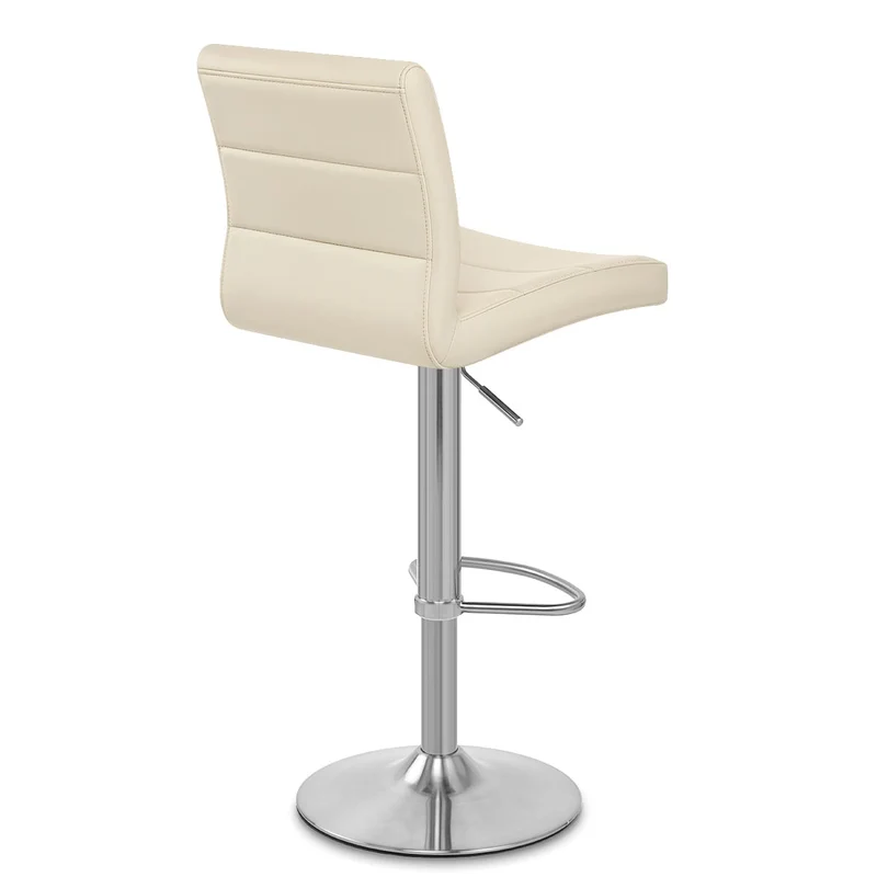 Chaise de Bar Faux Cuir Chrome Brossé - Breakfast Crème