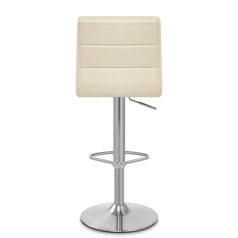 Chaise de Bar Faux Cuir Chrome Brossé - Breakfast Crème