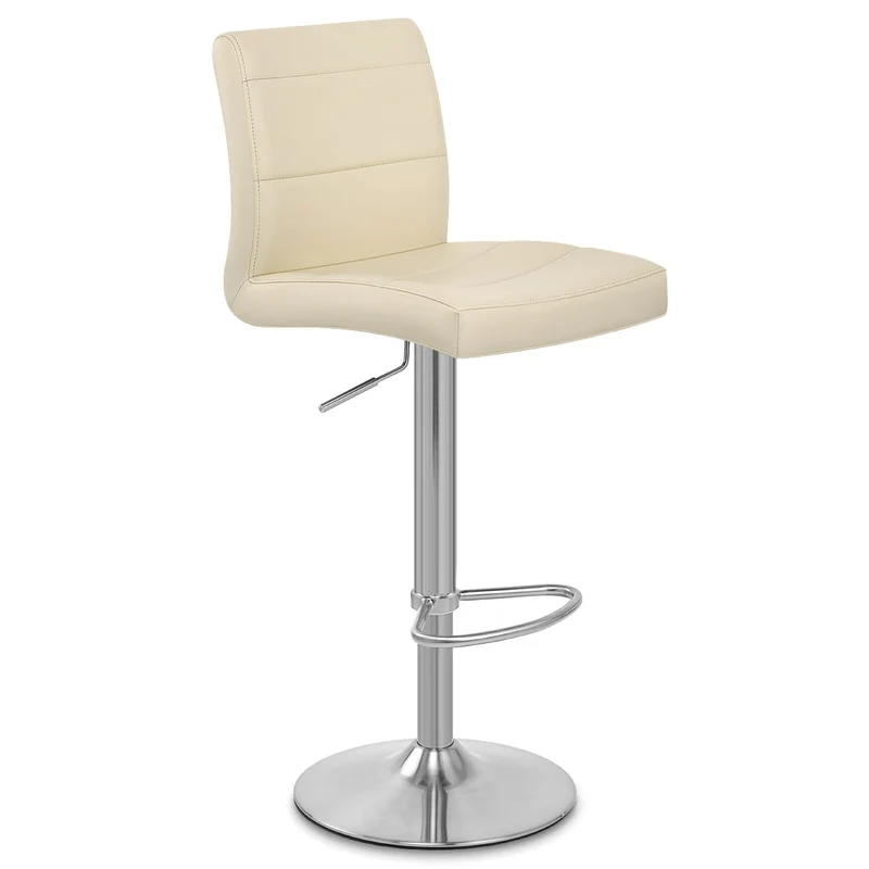 Chaise de Bar Faux Cuir Chrome Brossé - Breakfast Crème