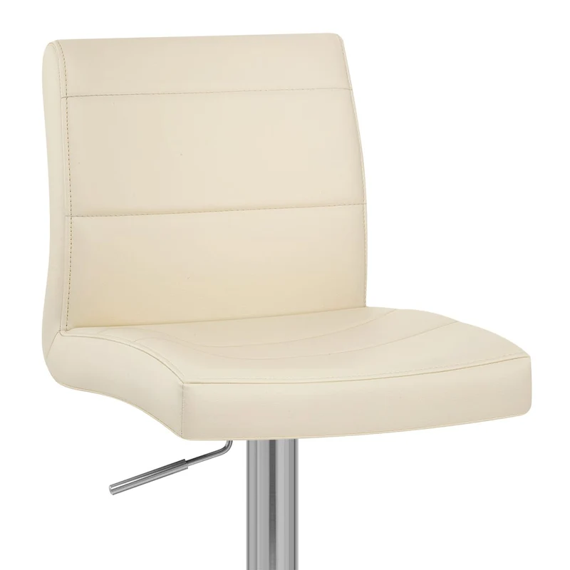 Chaise de Bar Faux Cuir Chrome Brossé - Breakfast Crème