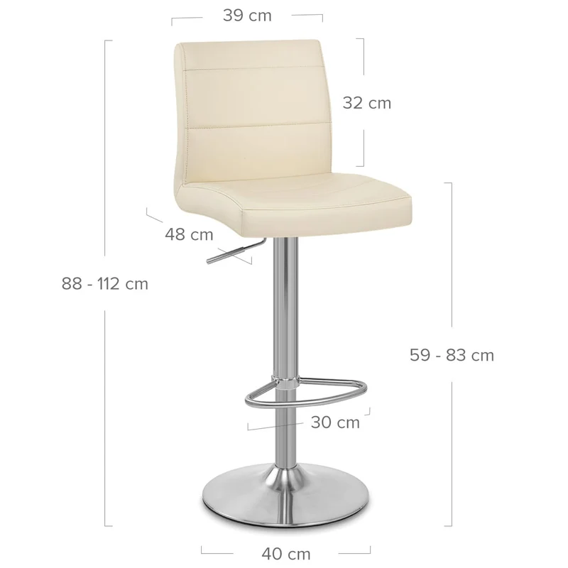 Chaise de Bar Faux Cuir Chrome Brossé - Breakfast Crème