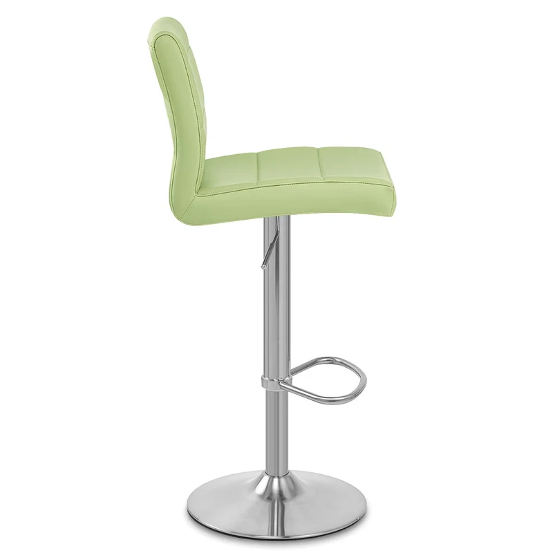 Chaise de Bar Faux Cuir Chrome Brossé - Breakfast Vert