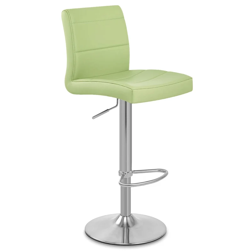 Chaise de Bar Faux Cuir Chrome Brossé - Breakfast Vert