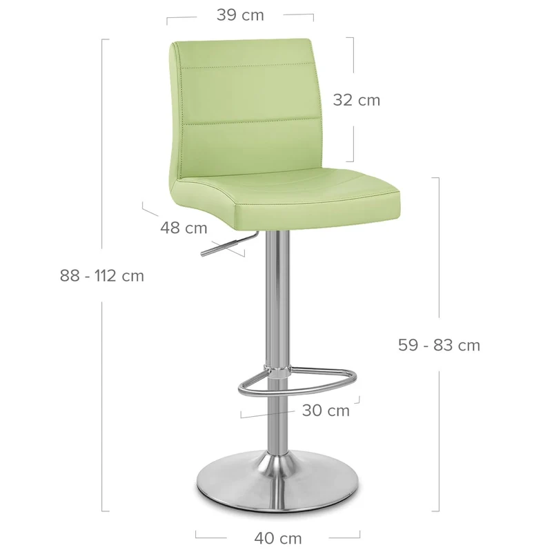 Chaise de Bar Faux Cuir Chrome Brossé - Breakfast Vert