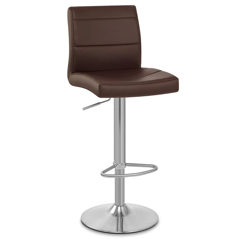 Chaise de Bar Faux Cuir Chrome Brossé - Breakfast Marron