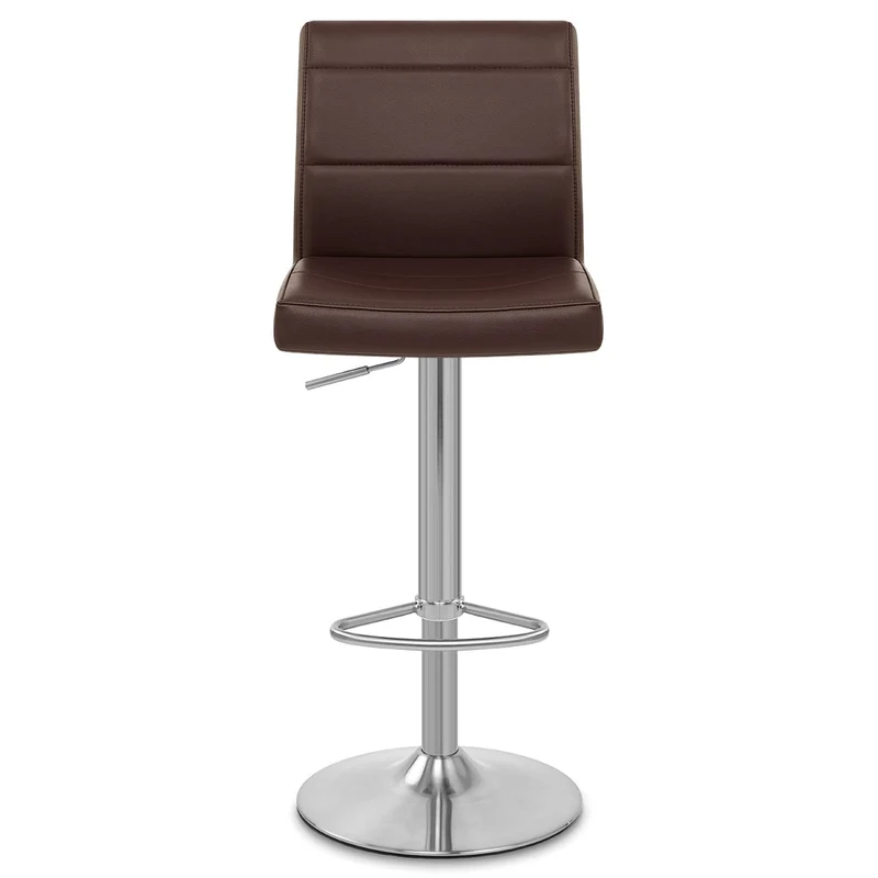 Chaise de Bar Faux Cuir Chrome Brossé - Breakfast Marron