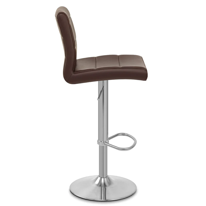 Chaise de Bar Faux Cuir Chrome Brossé - Breakfast Marron