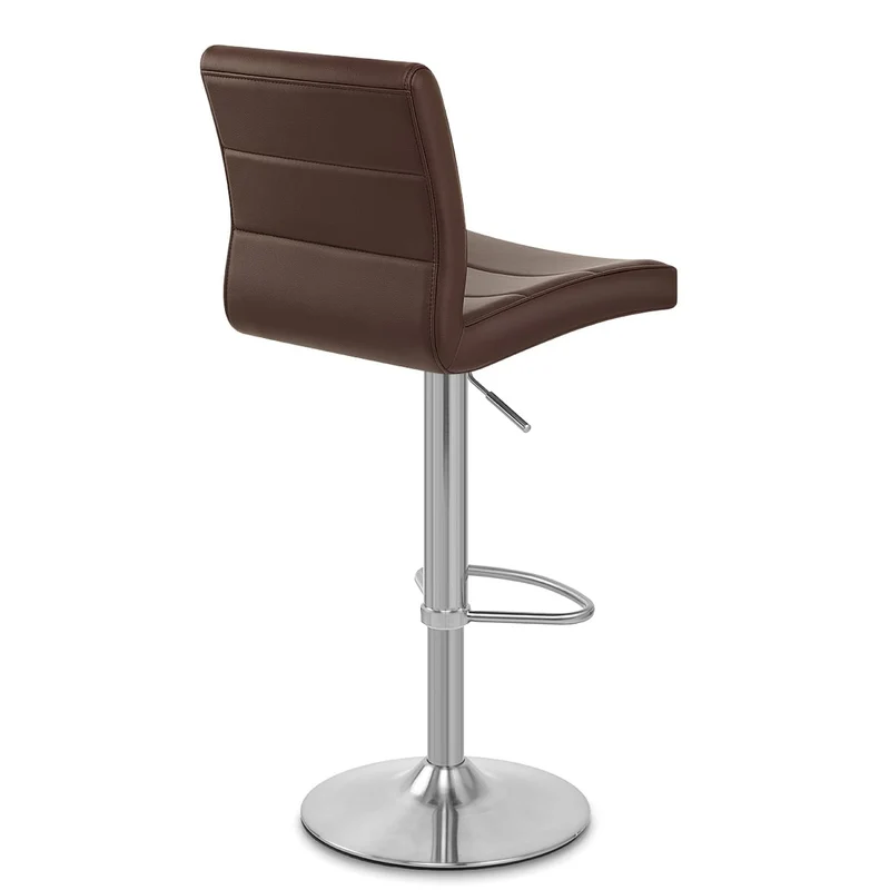 Chaise de Bar Faux Cuir Chrome Brossé - Breakfast Marron