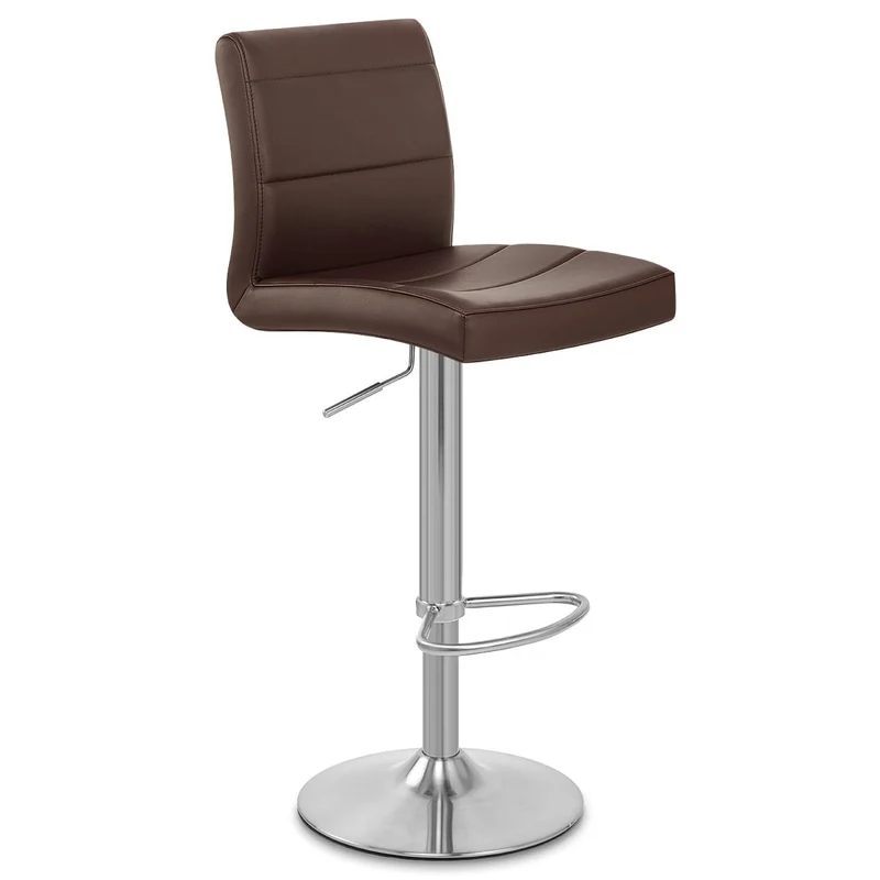 Chaise de Bar Faux Cuir Chrome Brossé - Breakfast Marron
