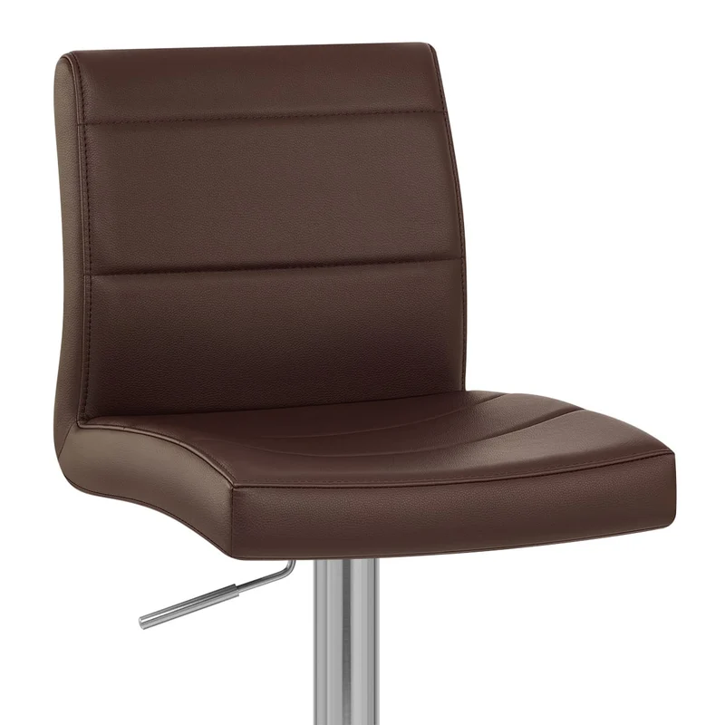 Chaise de Bar Faux Cuir Chrome Brossé - Breakfast Marron