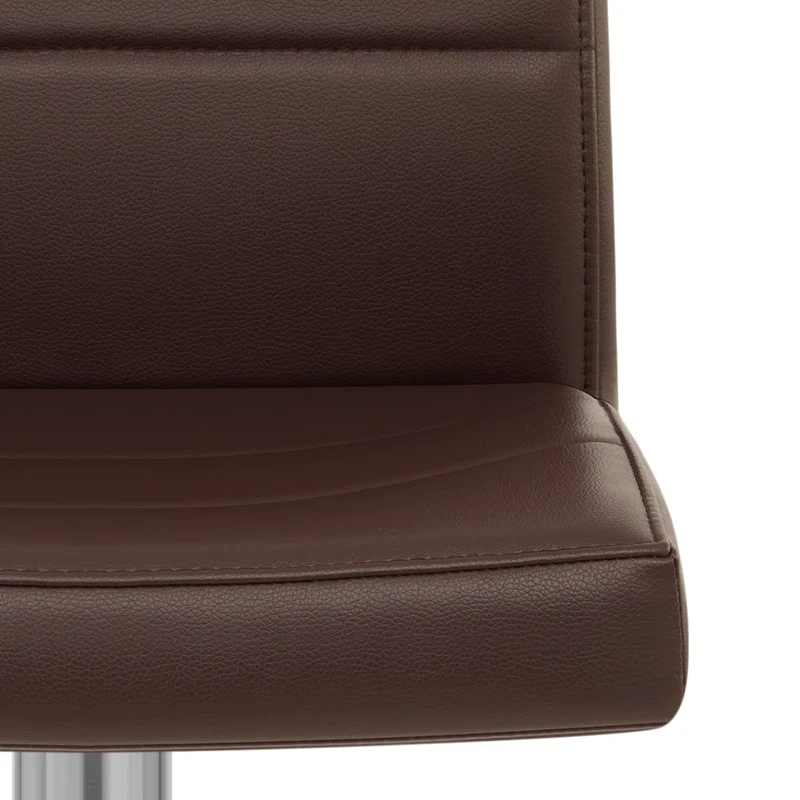 Chaise de Bar Faux Cuir Chrome Brossé - Breakfast Marron
