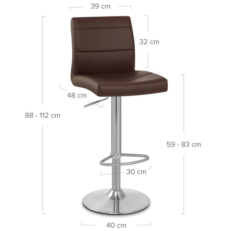 Chaise de Bar Faux Cuir Chrome Brossé - Breakfast Marron