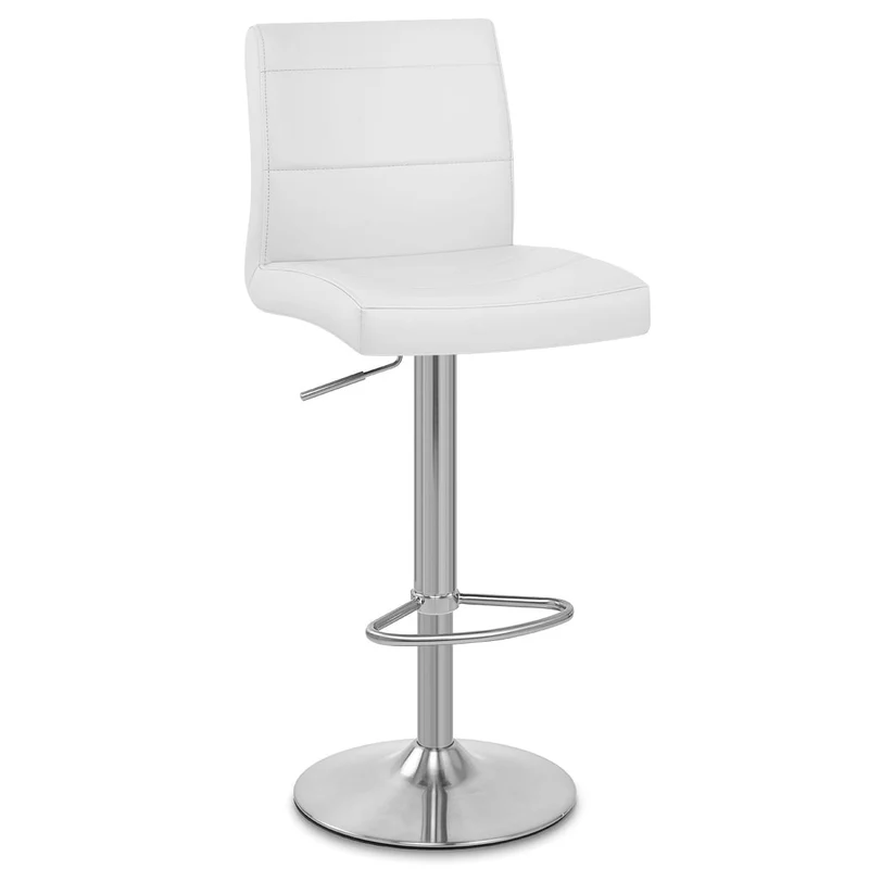 Chaise de Bar Faux Cuir Chrome Brossé - Breakfast Blanc