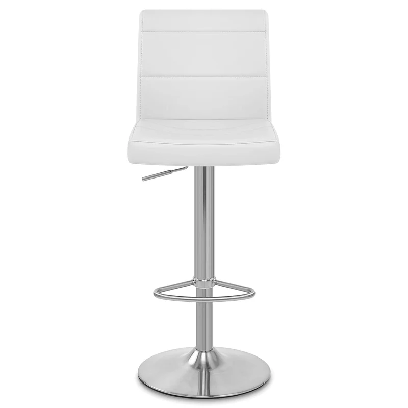Chaise de Bar Faux Cuir Chrome Brossé - Breakfast Blanc